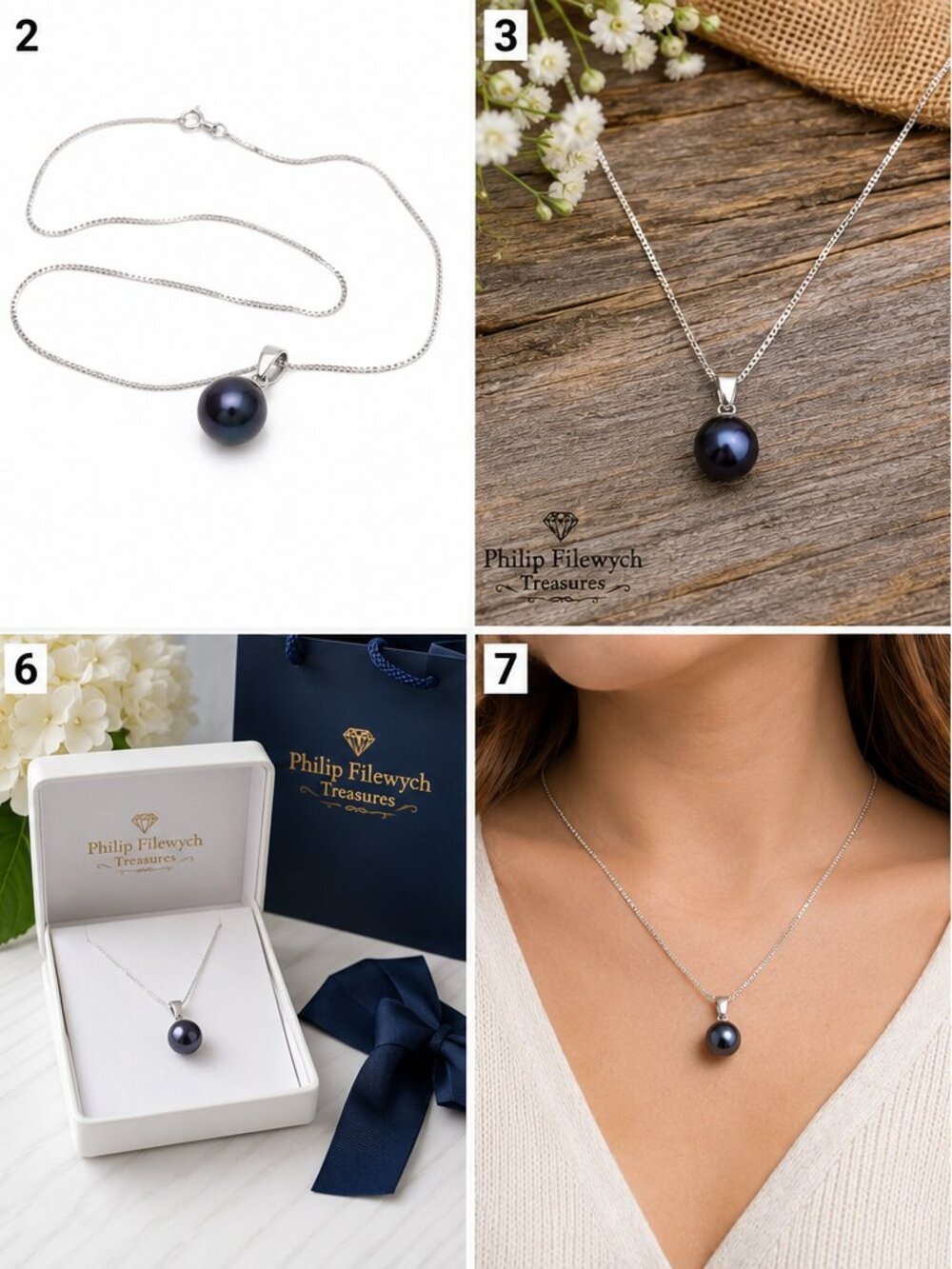NC-12--Blue Freshwater Cultured Pearl Pendant Necklace 18" Silver Chain
